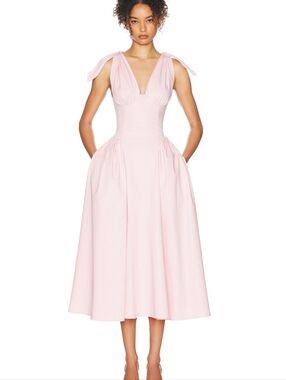 Helsa Fairweather Midi Dress in Stretch Cotton Sateen